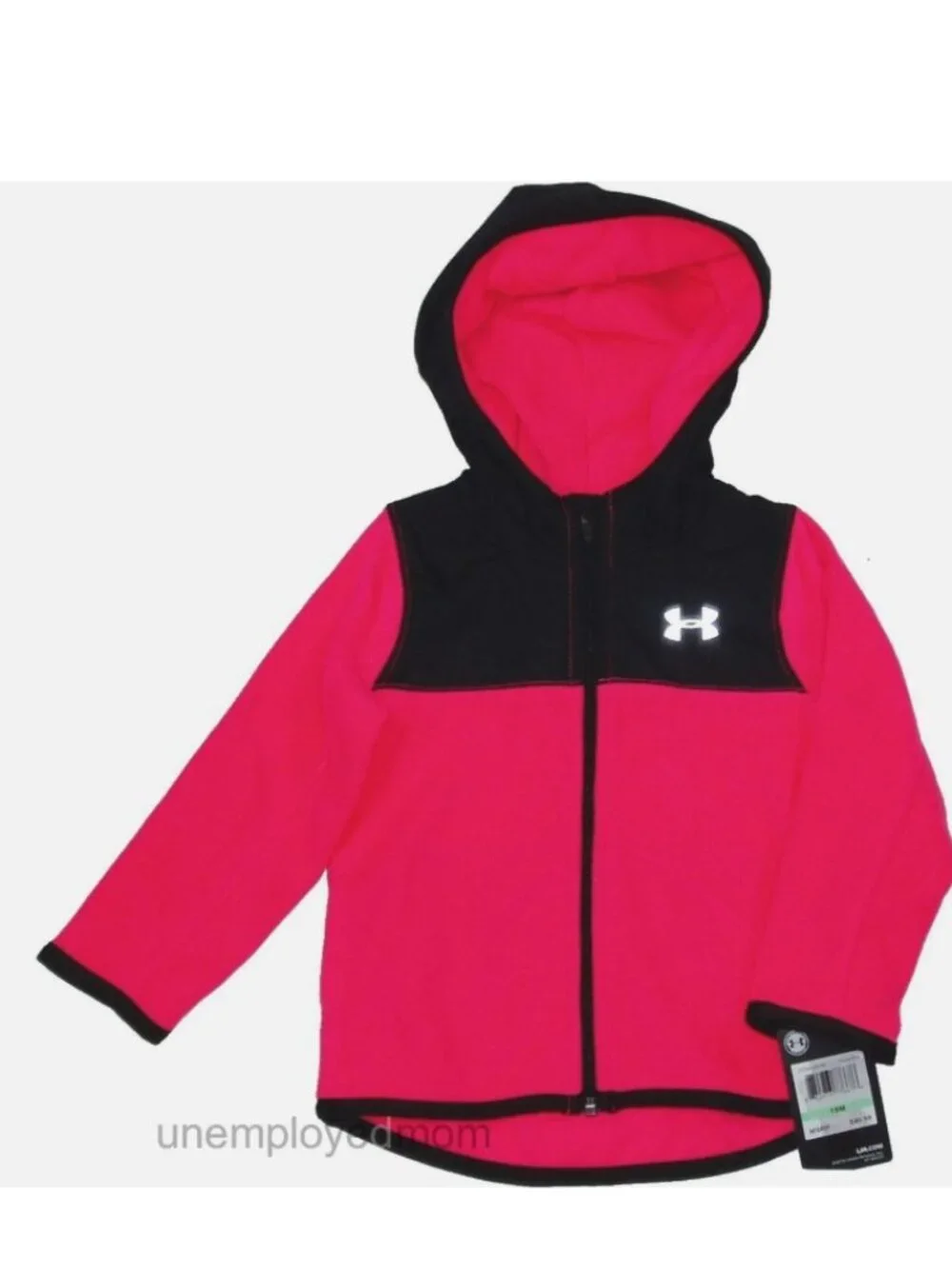 Under Armour Fleece Jacket Girls Pink Black Hooded Sweater 18M